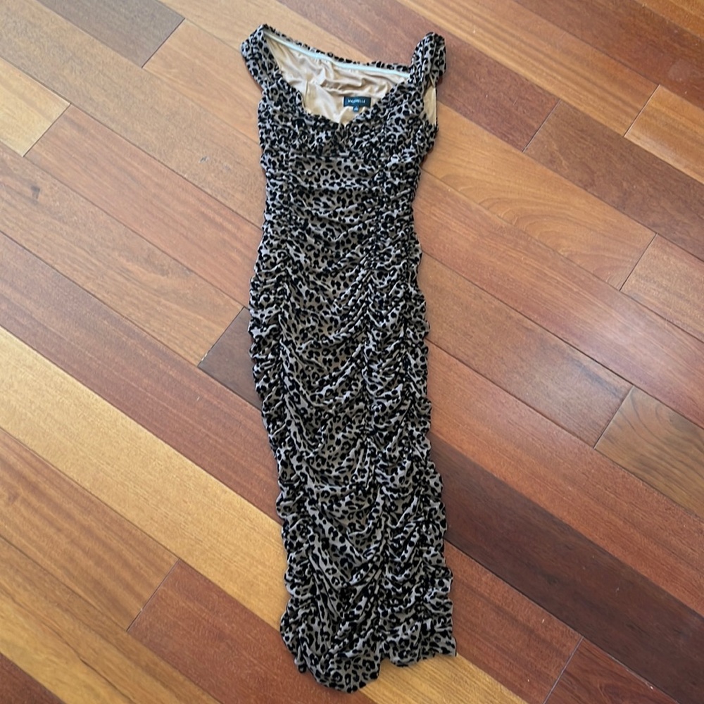 Leopard print rouched dress